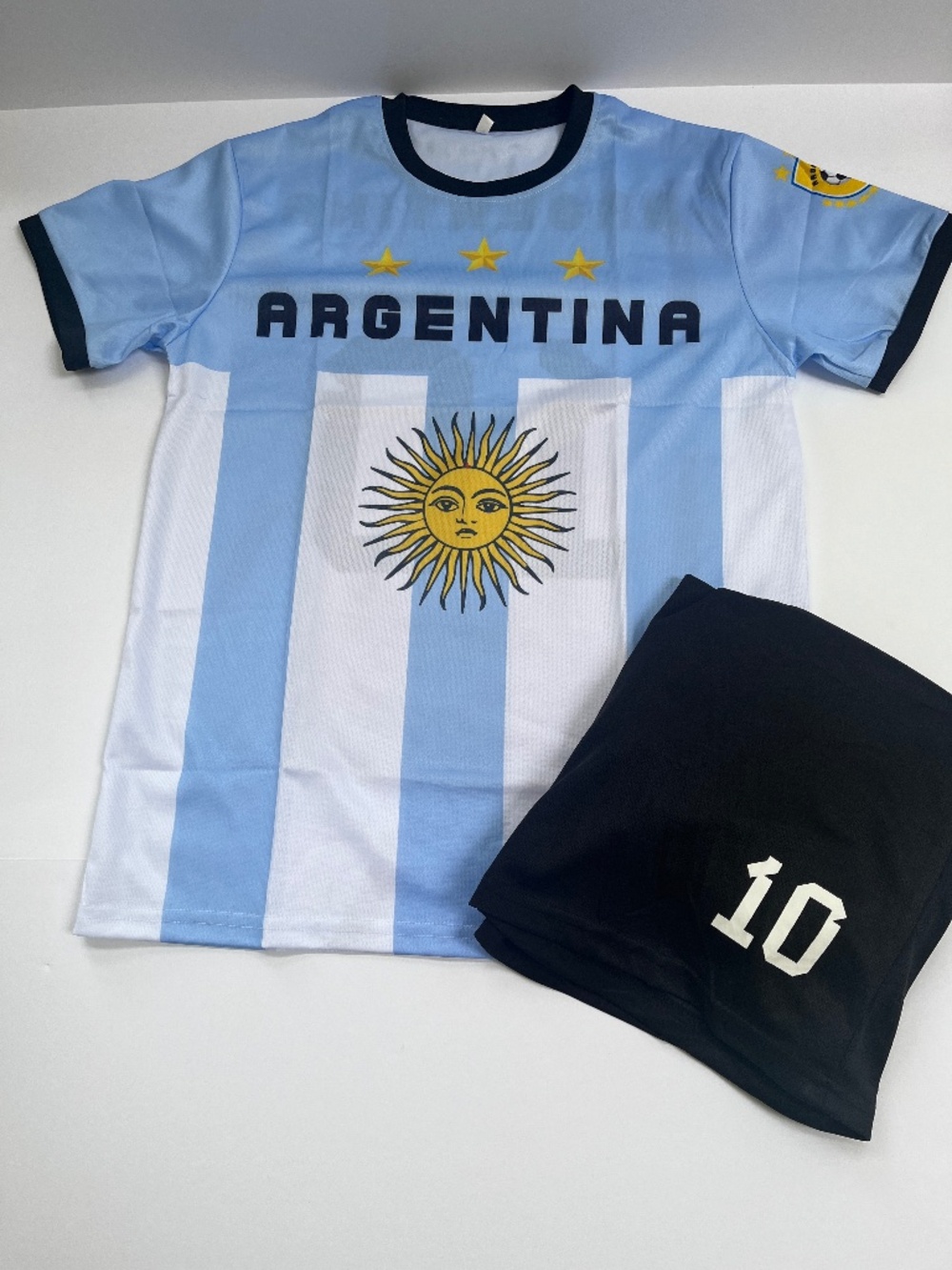 Argentina Messi #10 Kids Soccer Jersey Shorts Set Youth Size 14 UNBRANDED